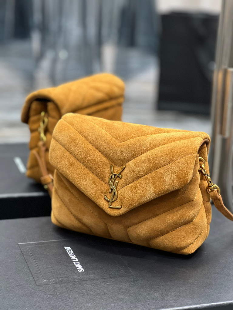 YSL 630951 Saint Laurent Loulou Toy Bag In Matelass¨¦  Y  Leather Brown