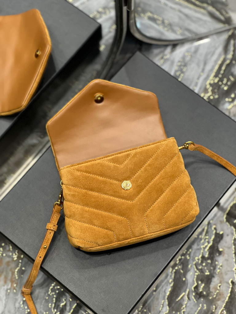 YSL 630951 Saint Laurent Loulou Toy Bag In Matelass¨¦  Y  Leather Brown