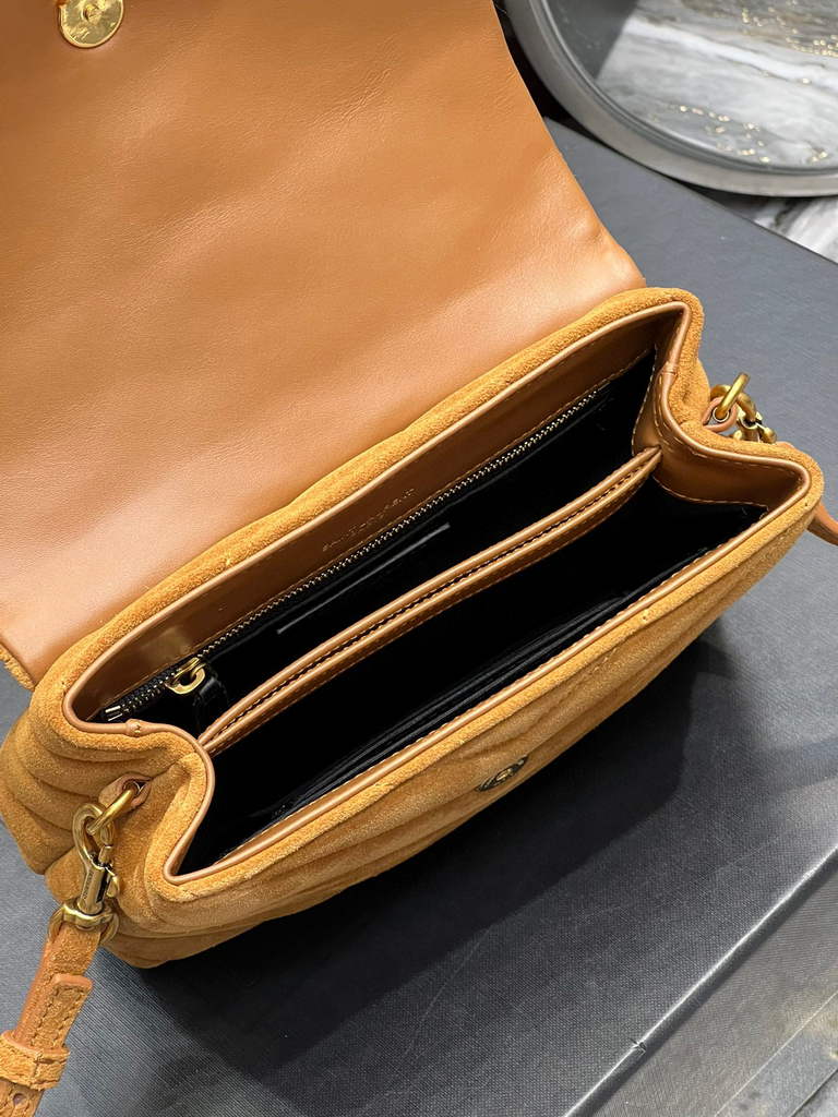 YSL 630951 Saint Laurent Loulou Toy Bag In Matelass¨¦  Y  Leather Brown