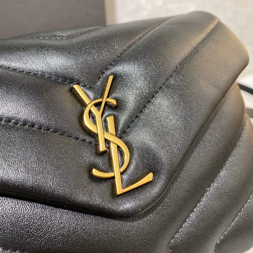 YSL 630951 Saint Laurent Loulou Toy Bag In Matelass¨¦  Y  Leather Black Gold