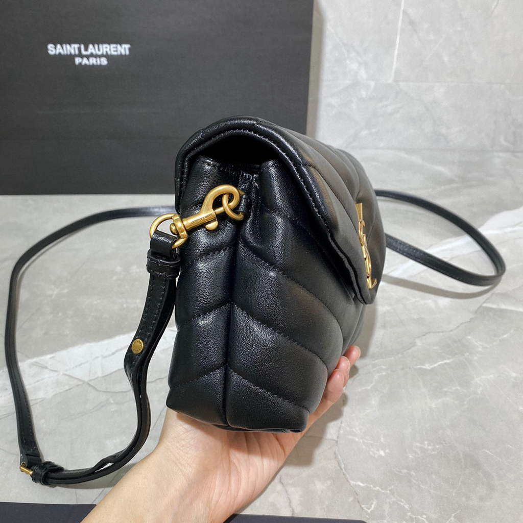YSL 630951 Saint Laurent Loulou Toy Bag In Matelass¨¦  Y  Leather Black Gold