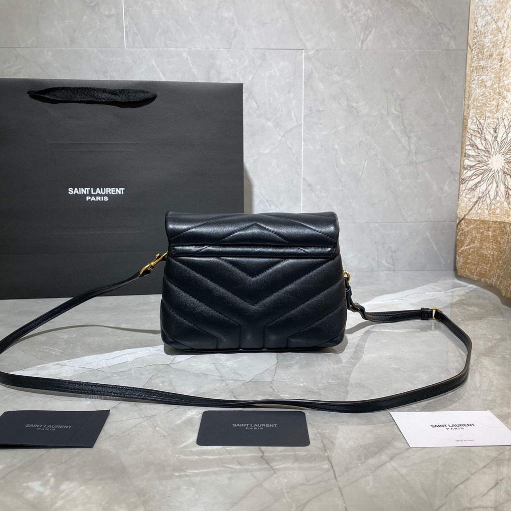 YSL 630951 Saint Laurent Loulou Toy Bag In Matelass¨¦  Y  Leather Black Gold