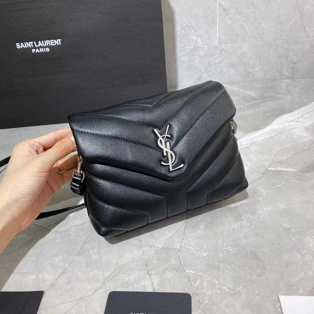 YSL 630951 Saint Laurent Loulou Toy Bag In Matelass¨¦  Y  Leather Black Silvery