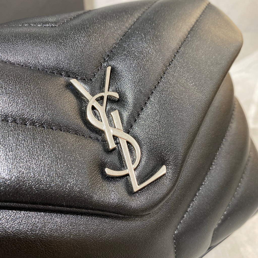 YSL 630951 Saint Laurent Loulou Toy Bag In Matelass¨¦  Y  Leather Black Silvery