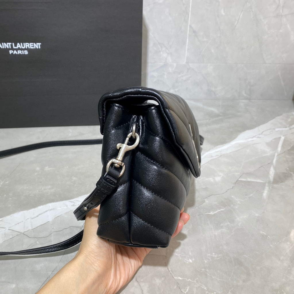 YSL 630951 Saint Laurent Loulou Toy Bag In Matelass¨¦  Y  Leather Black Silvery