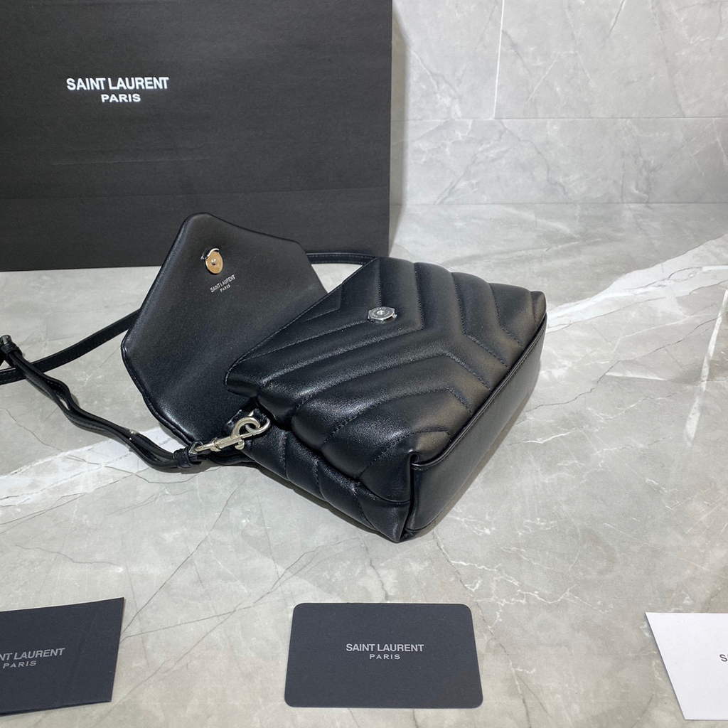 YSL 630951 Saint Laurent Loulou Toy Bag In Matelass¨¦  Y  Leather Black Silvery