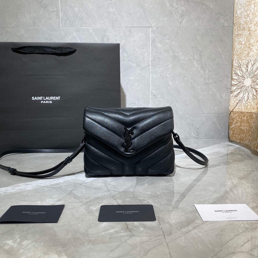 YSL 630951 Saint Laurent Loulou Toy Bag In Matelass¨¦  Y  Leather Black with Hardward Black