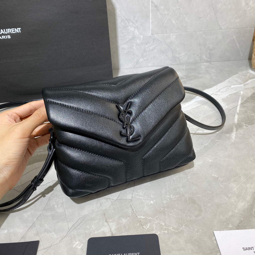 YSL 630951 Saint Laurent Loulou Toy Bag In Matelass¨¦  Y  Leather Black with Hardward Black