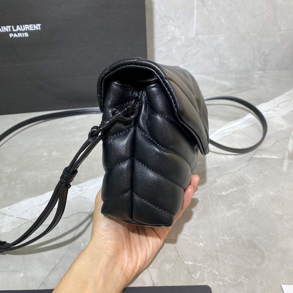 YSL 630951 Saint Laurent Loulou Toy Bag In Matelass¨¦  Y  Leather Black with Hardward Black
