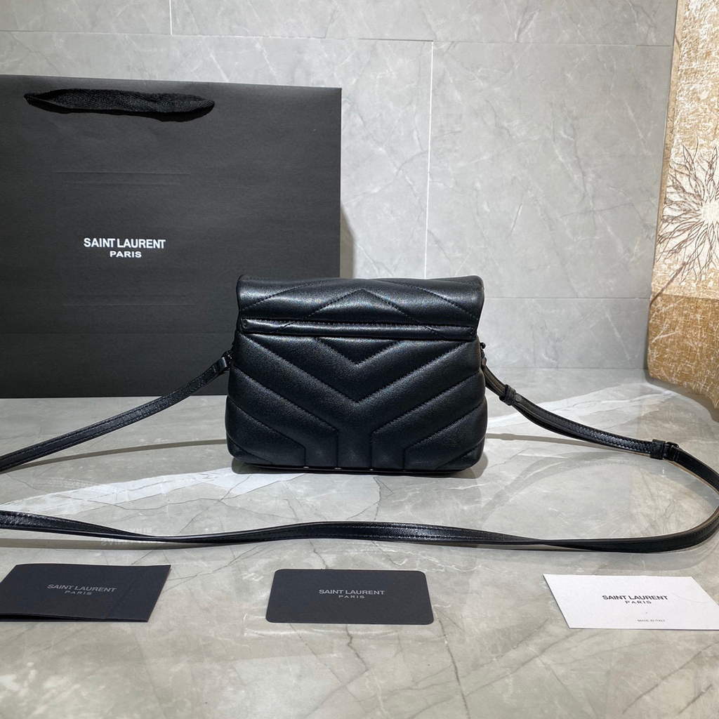 YSL 630951 Saint Laurent Loulou Toy Bag In Matelass¨¦  Y  Leather Black with Hardward Black
