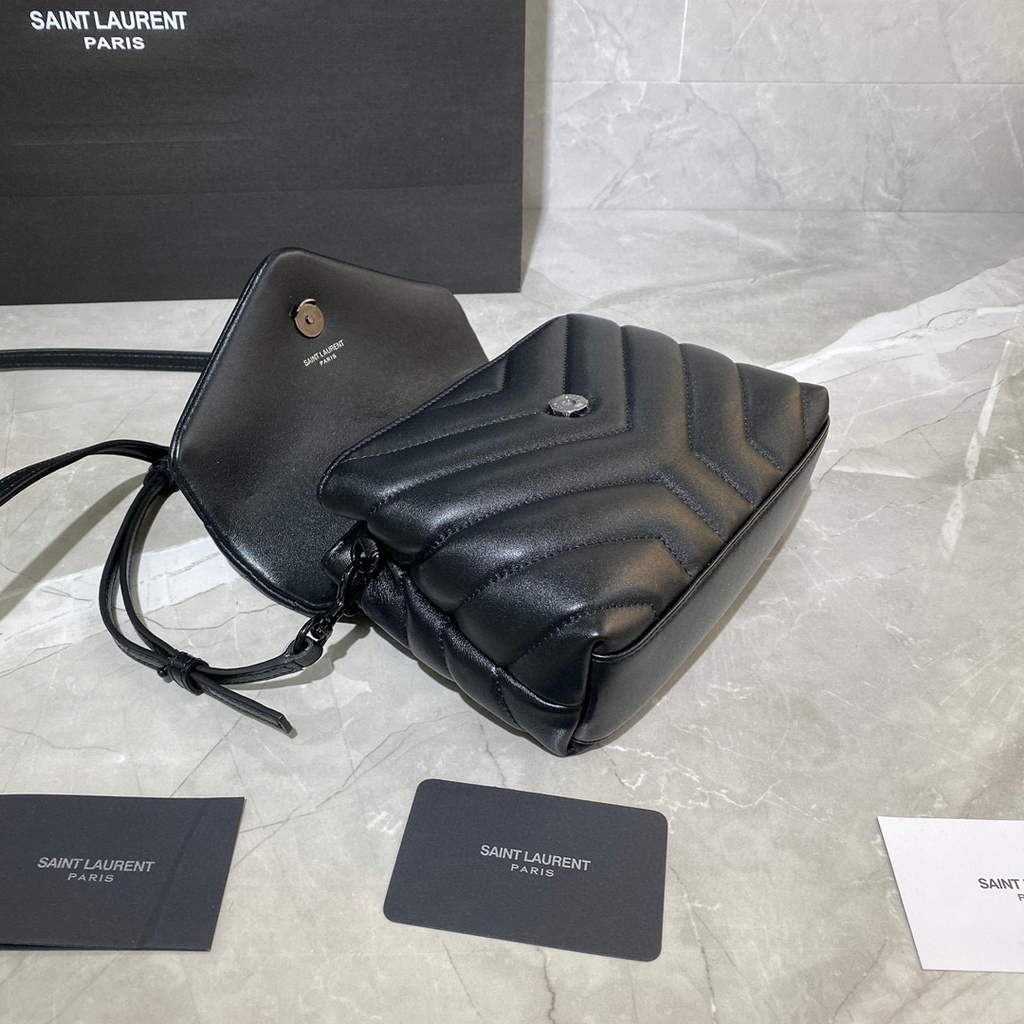 YSL 630951 Saint Laurent Loulou Toy Bag In Matelass¨¦  Y  Leather Black with Hardward Black