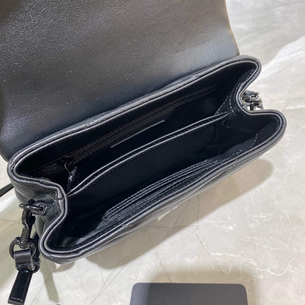 YSL 630951 Saint Laurent Loulou Toy Bag In Matelass¨¦  Y  Leather Black with Hardward Black