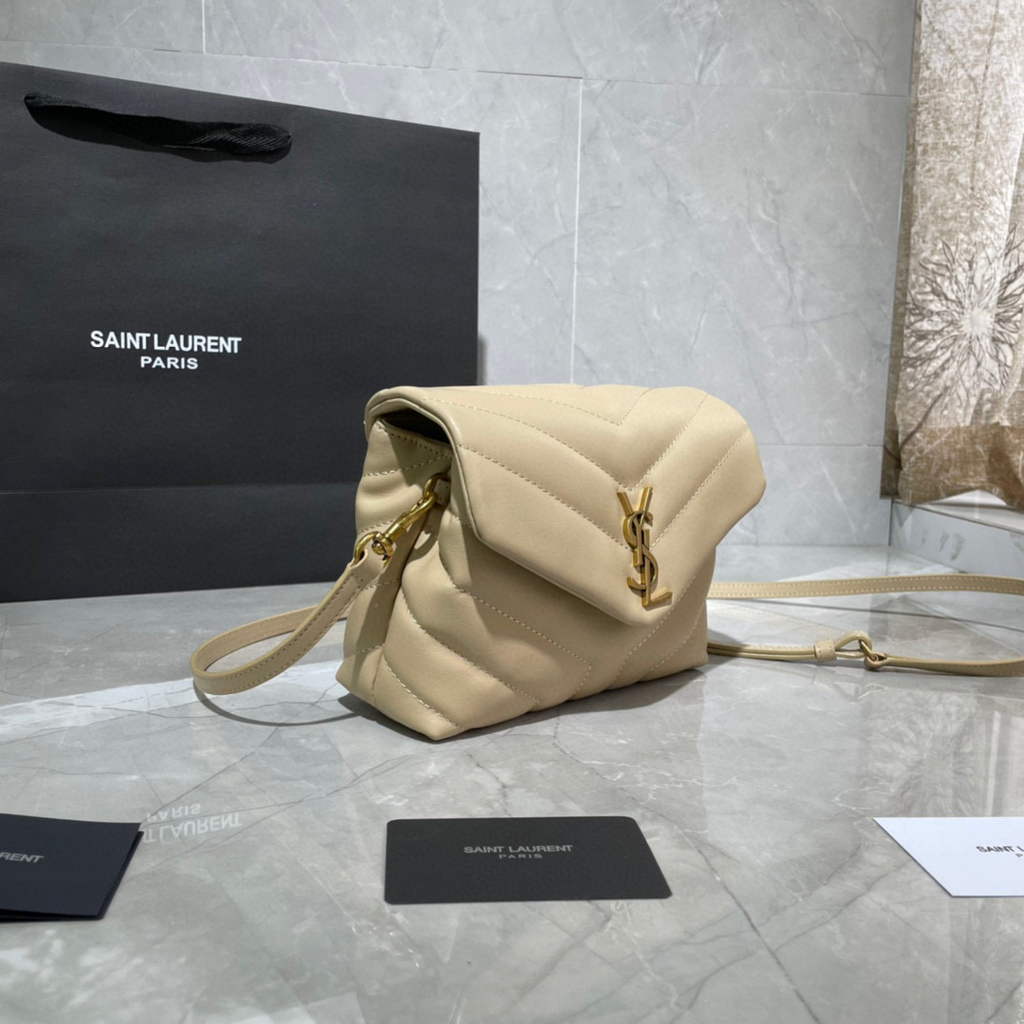 YSL 630951 Loulou Toy Bag In Matelass¨¦  Y  Leather Saint Laurent Apricot
