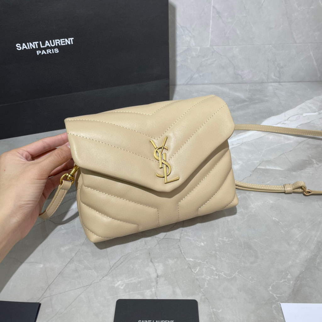 YSL 630951 Loulou Toy Bag In Matelass¨¦  Y  Leather Saint Laurent Apricot