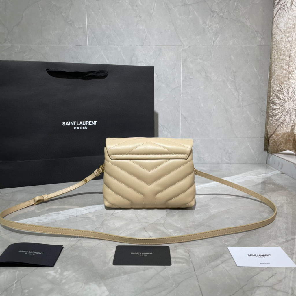 YSL 630951 Loulou Toy Bag In Matelass¨¦  Y  Leather Saint Laurent Apricot