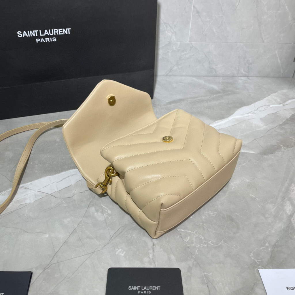 YSL 630951 Loulou Toy Bag In Matelass¨¦  Y  Leather Saint Laurent Apricot