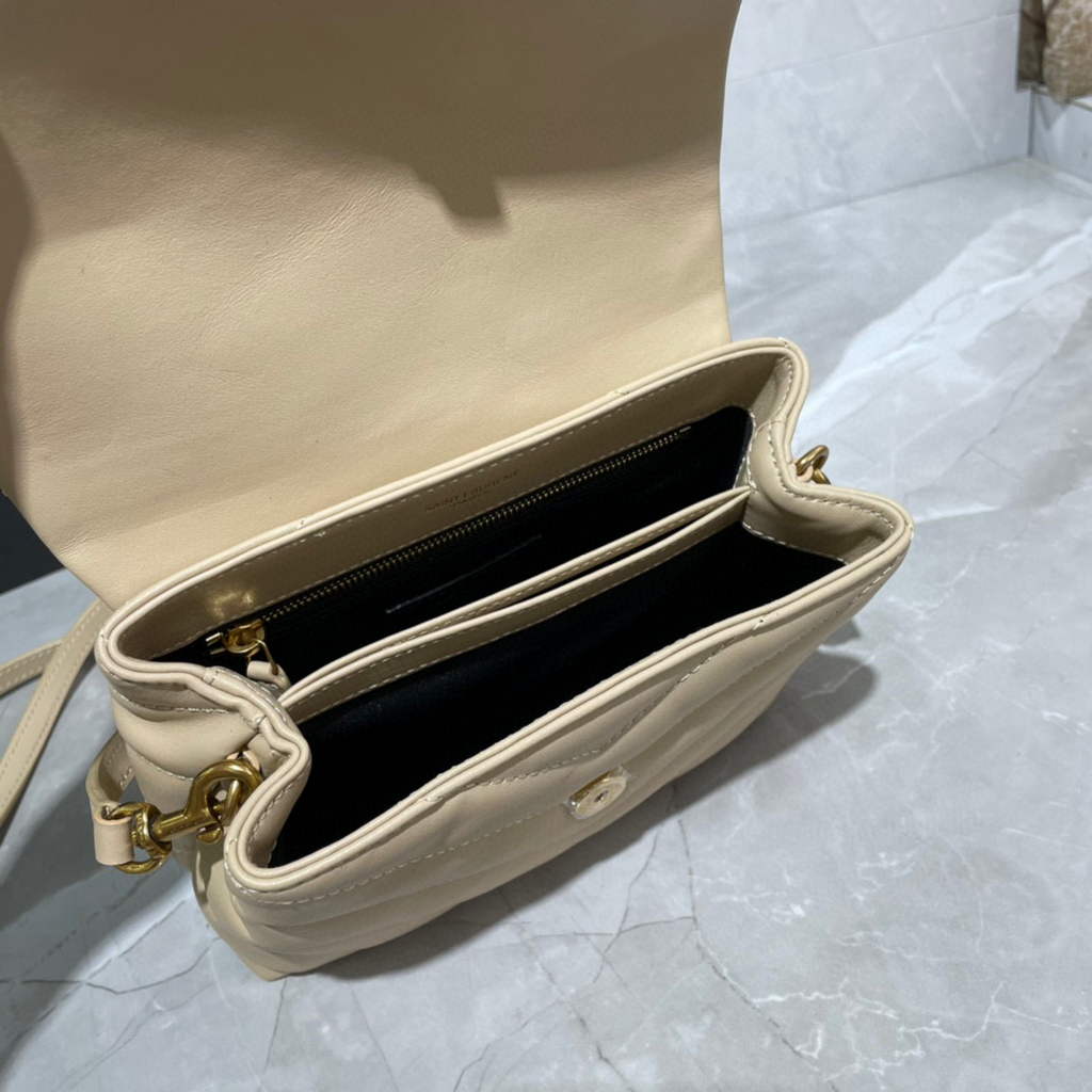 YSL 630951 Loulou Toy Bag In Matelass¨¦  Y  Leather Saint Laurent Apricot