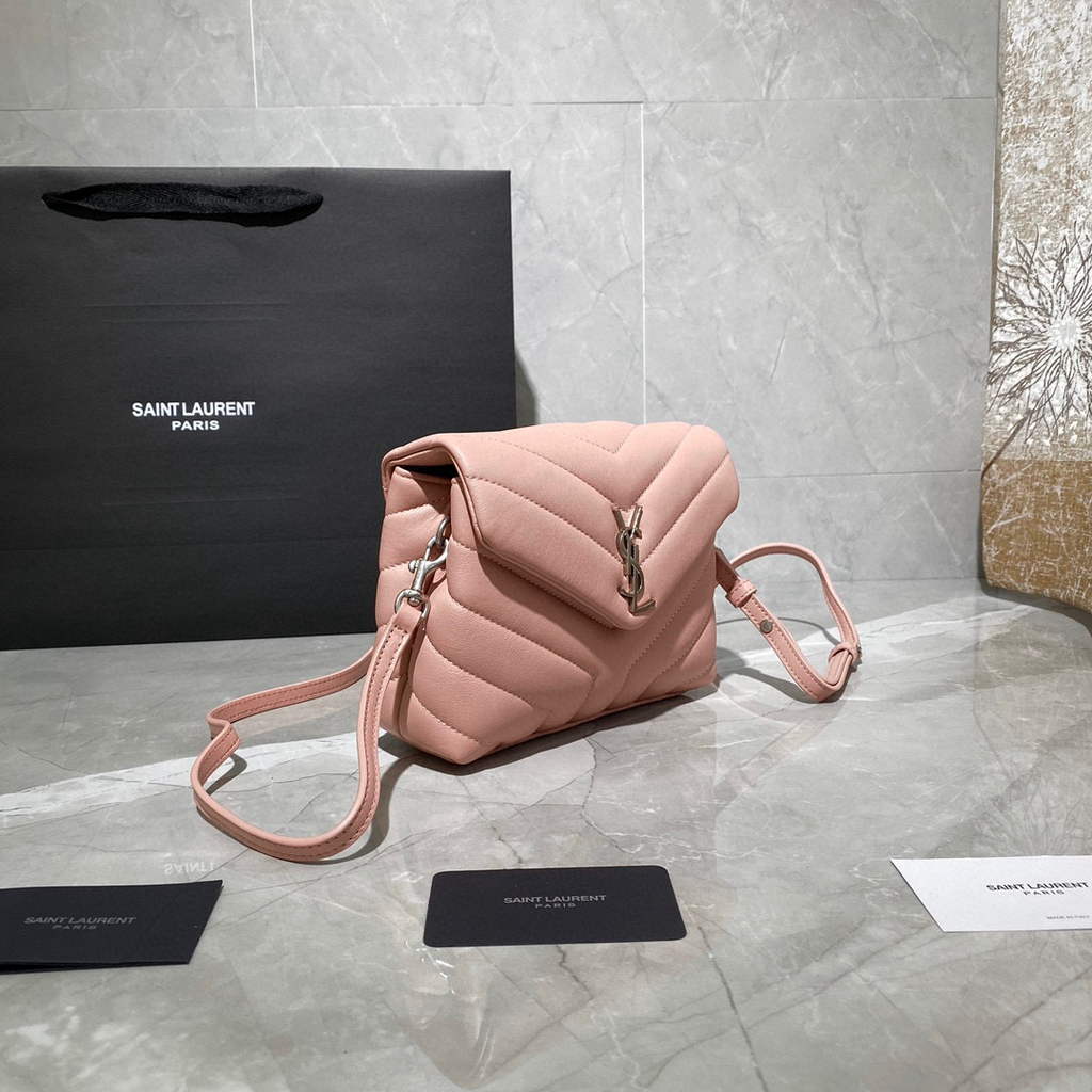 YSL 630951 Saint Laurent Loulou Toy Bag In Matelass¨¦  Y  Leather Pink
