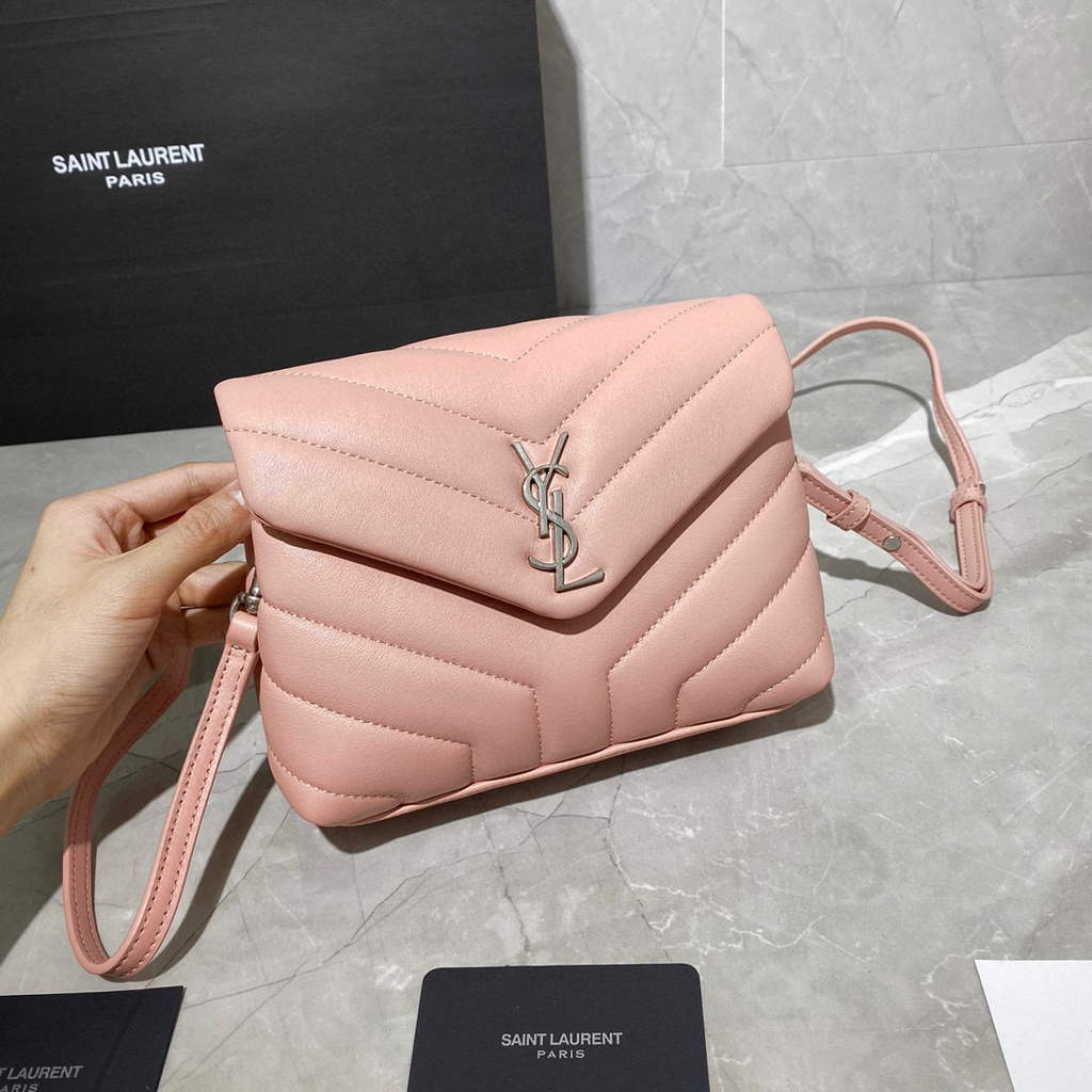 YSL 630951 Saint Laurent Loulou Toy Bag In Matelass¨¦  Y  Leather Pink
