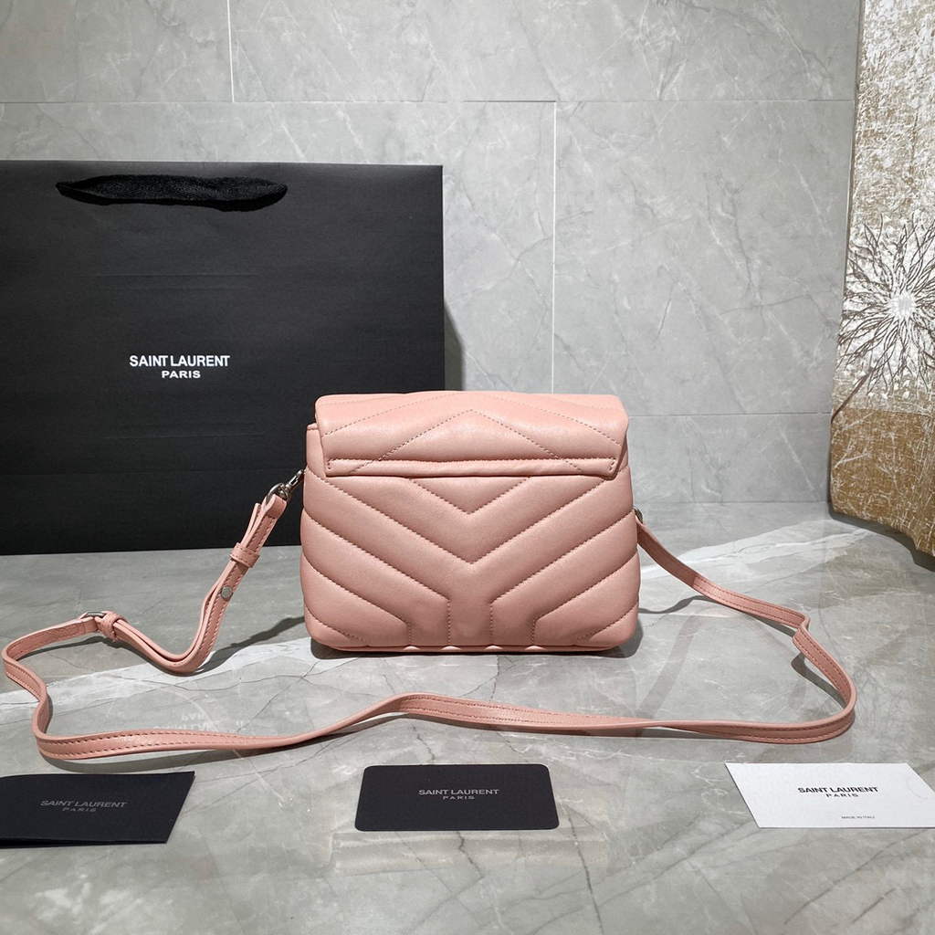 YSL 630951 Saint Laurent Loulou Toy Bag In Matelass¨¦  Y  Leather Pink
