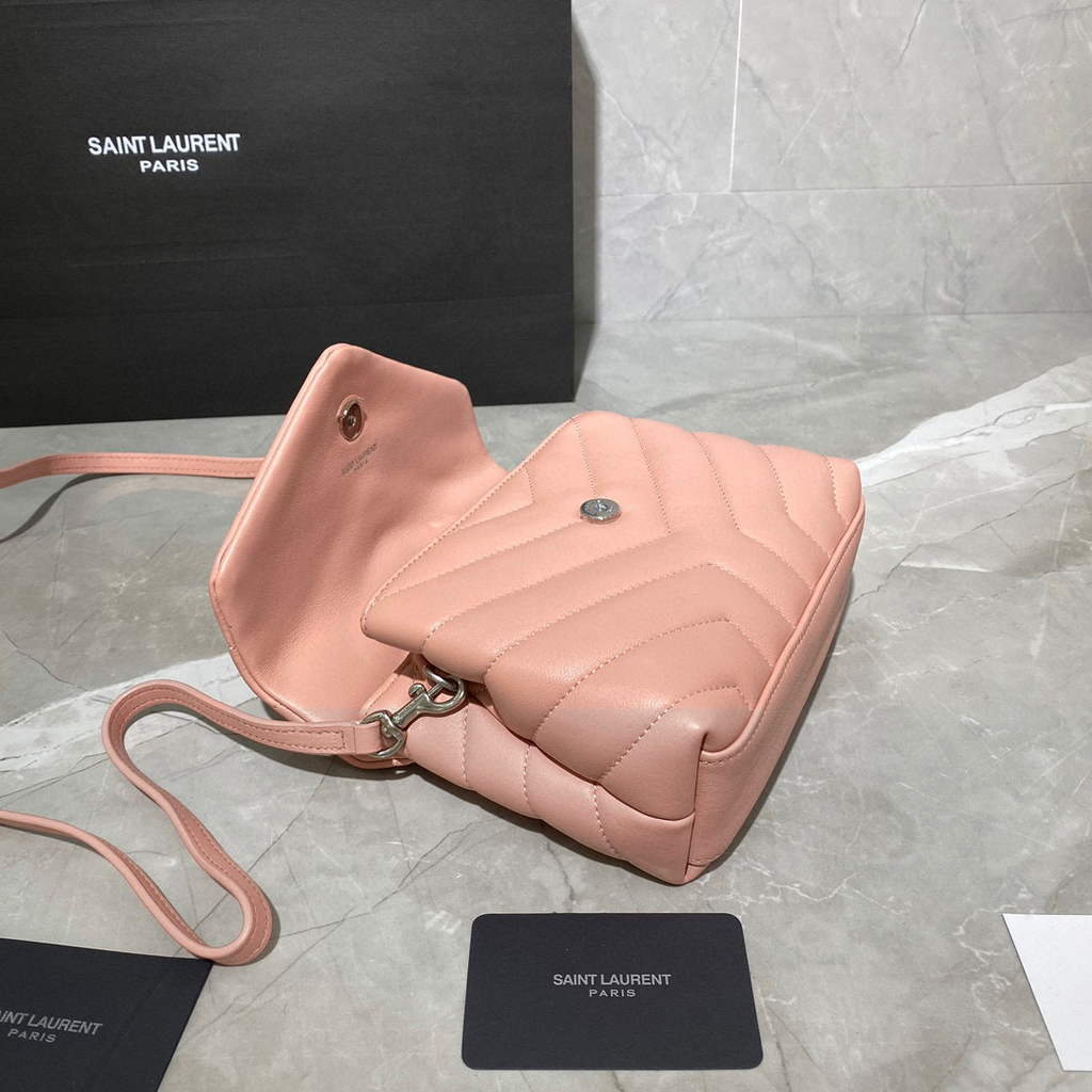 YSL 630951 Saint Laurent Loulou Toy Bag In Matelass¨¦  Y  Leather Pink