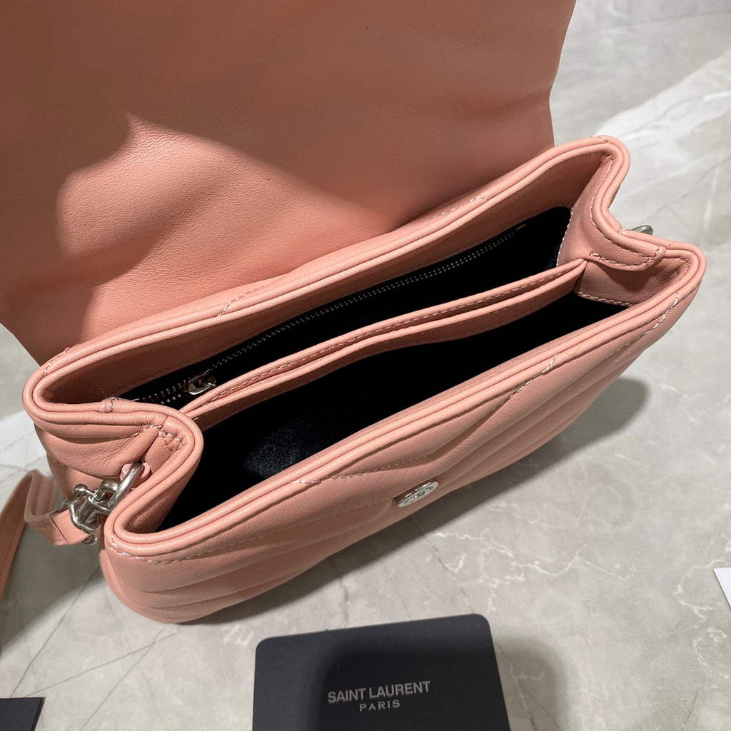 YSL 630951 Saint Laurent Loulou Toy Bag In Matelass¨¦  Y  Leather Pink