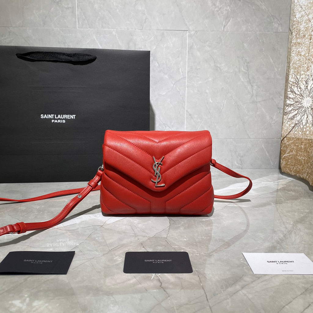 YSL 630951 Saint Laurent Loulou Toy Bag In Matelass¨¦  Y  Leather Red