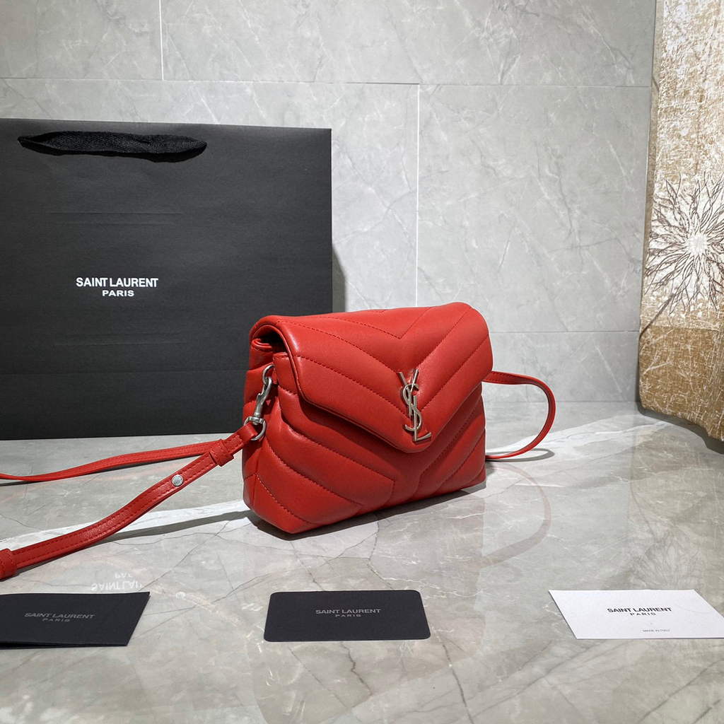 YSL 630951 Saint Laurent Loulou Toy Bag In Matelass¨¦  Y  Leather Red
