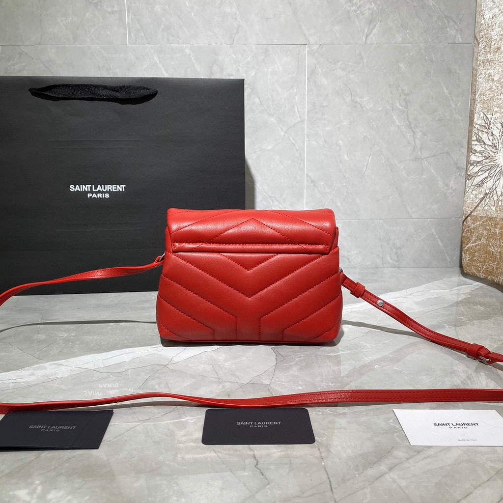 YSL 630951 Saint Laurent Loulou Toy Bag In Matelass¨¦  Y  Leather Red