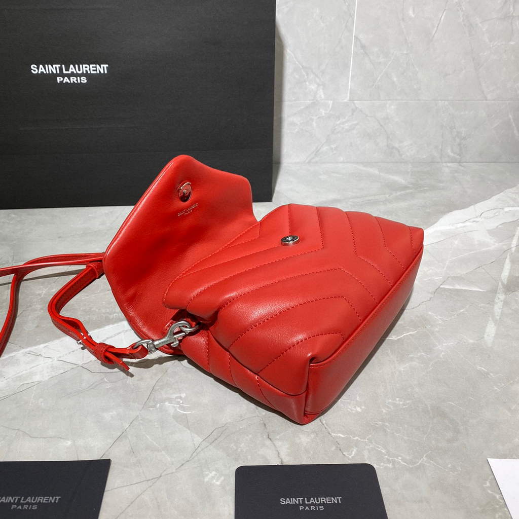 YSL 630951 Saint Laurent Loulou Toy Bag In Matelass¨¦  Y  Leather Red