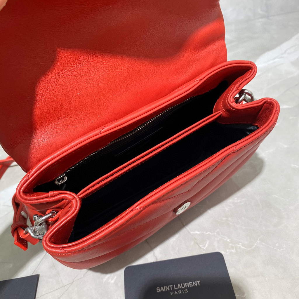 YSL 630951 Saint Laurent Loulou Toy Bag In Matelass¨¦  Y  Leather Red