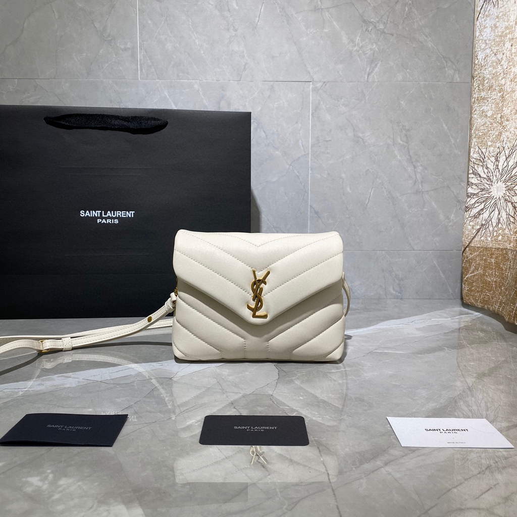YSL 630951 Saint Laurent Loulou Toy Bag In Matelass¨¦  Y  Leather White
