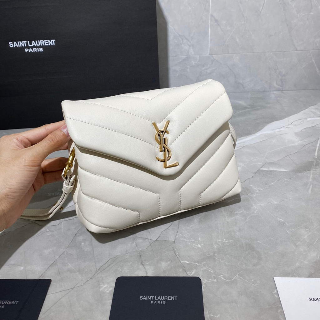 YSL 630951 Saint Laurent Loulou Toy Bag In Matelass¨¦  Y  Leather White