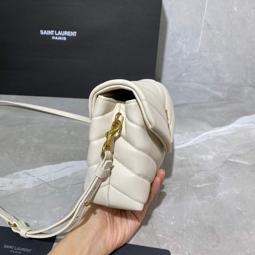 YSL 630951 Saint Laurent Loulou Toy Bag In Matelass¨¦  Y  Leather White