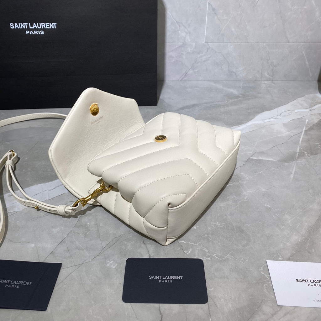 YSL 630951 Saint Laurent Loulou Toy Bag In Matelass¨¦  Y  Leather White