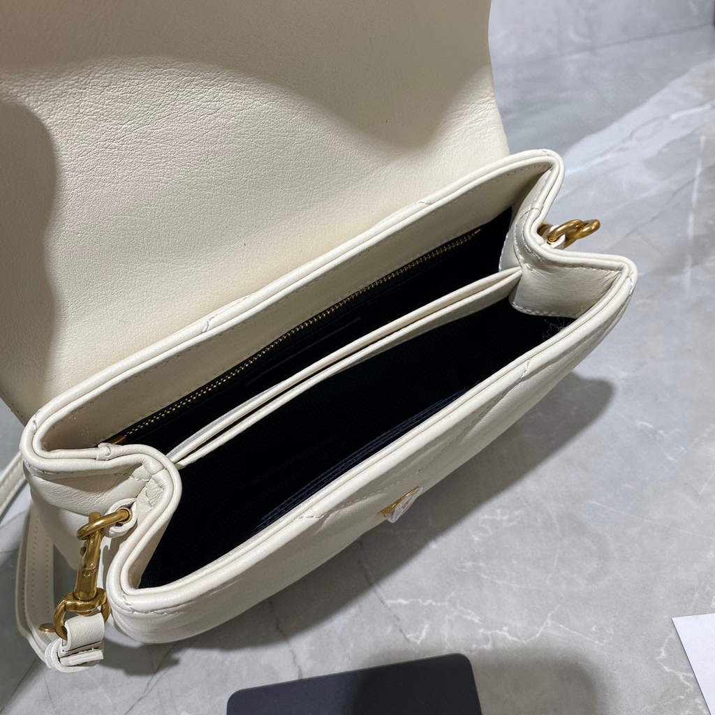 YSL 630951 Saint Laurent Loulou Toy Bag In Matelass¨¦  Y  Leather White