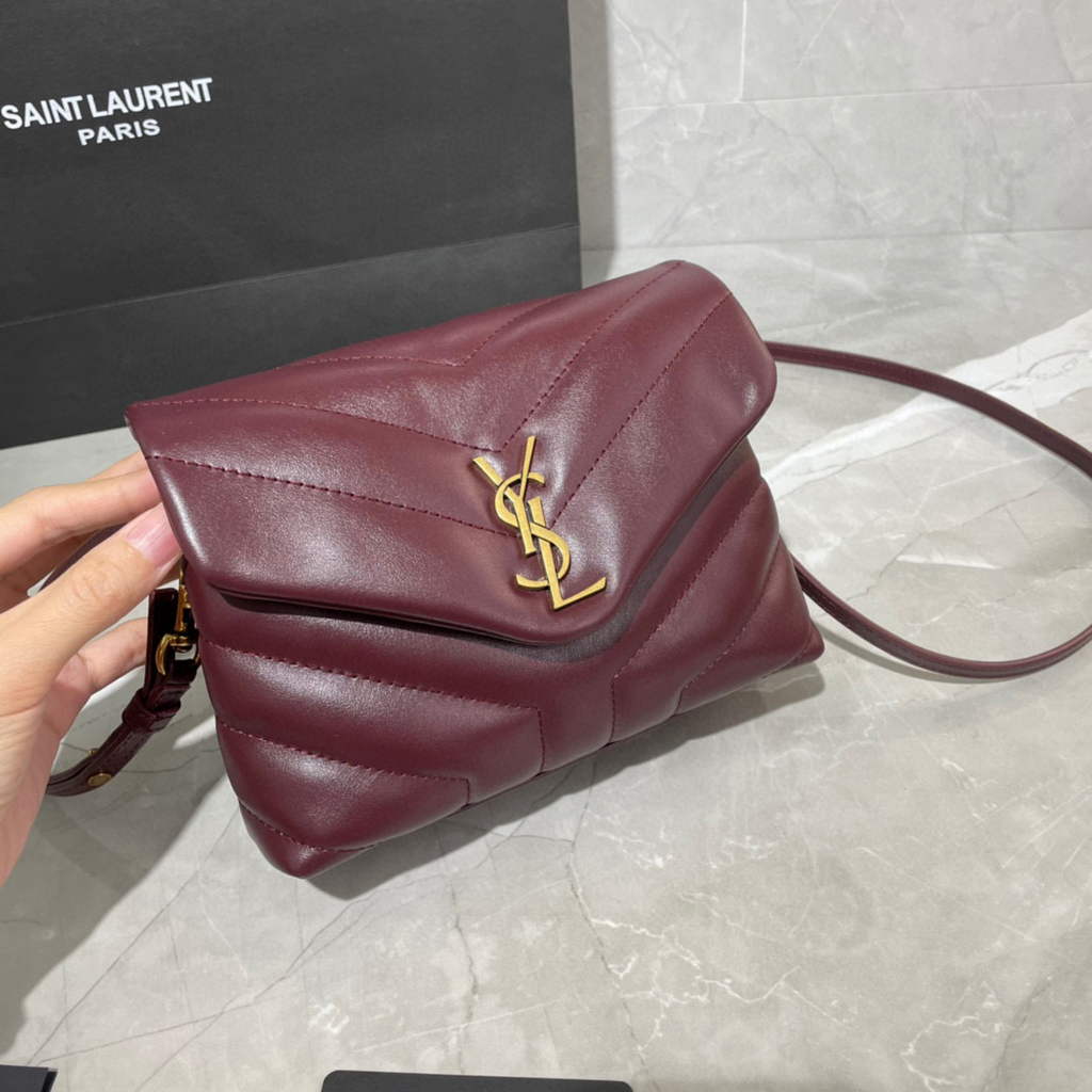 YSL 630951 Saint Laurent Loulou Toy Bag In Matelass¨¦  Y  Leather Wine Red
