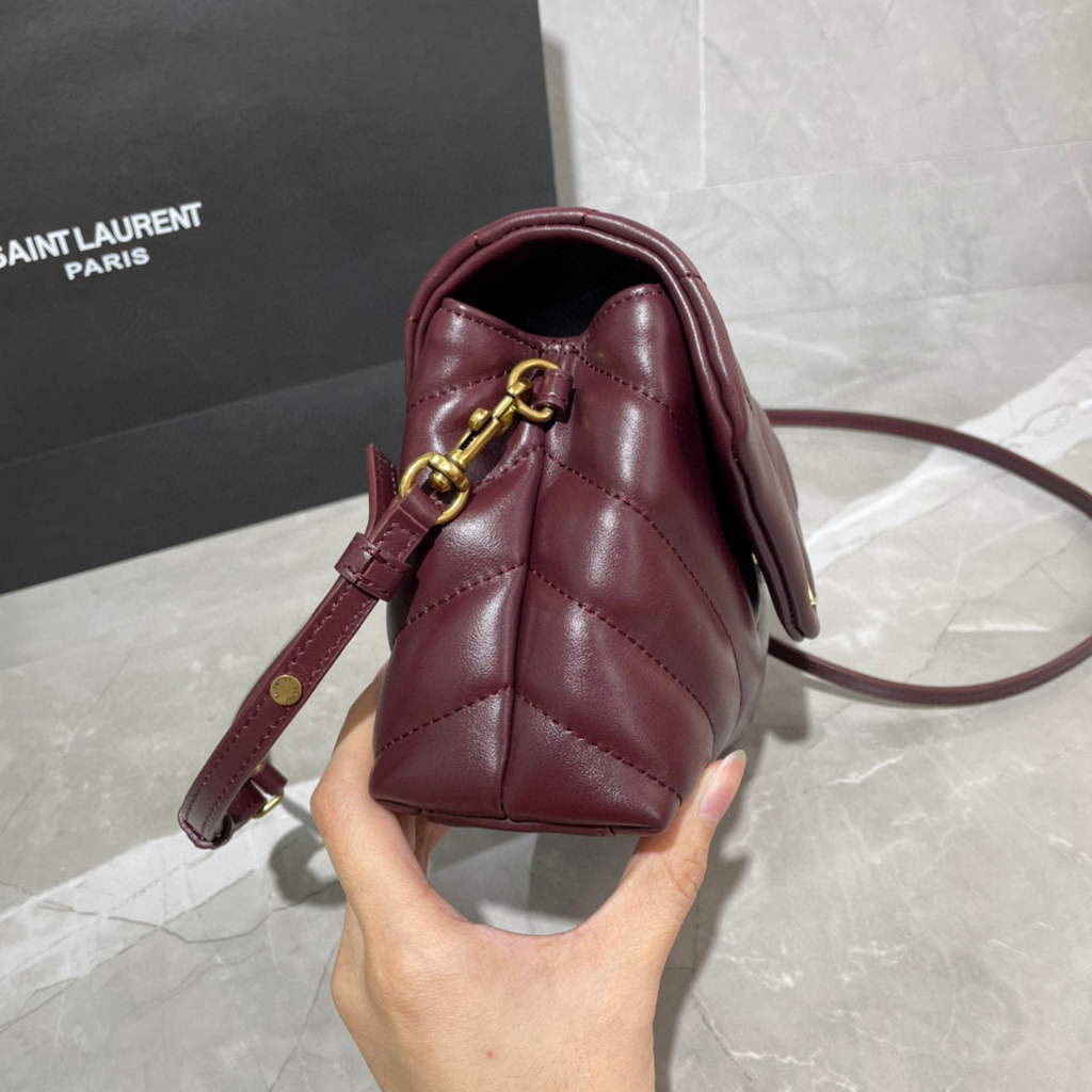 YSL 630951 Saint Laurent Loulou Toy Bag In Matelass¨¦  Y  Leather Wine Red