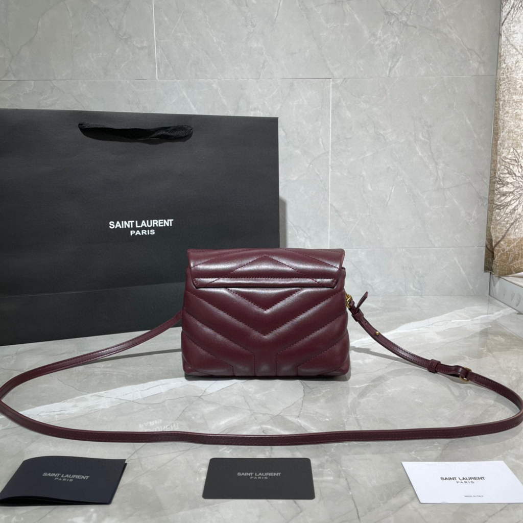 YSL 630951 Saint Laurent Loulou Toy Bag In Matelass¨¦  Y  Leather Wine Red