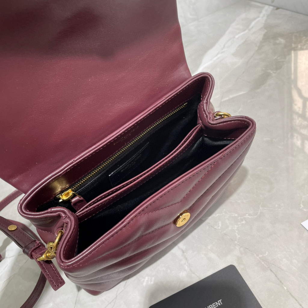 YSL 630951 Saint Laurent Loulou Toy Bag In Matelass¨¦  Y  Leather Wine Red
