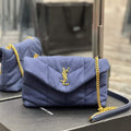 Saint Laurent Lou lou Puffer Mini Bag YSL 620333 Canvas and smooth leather Navy Blue - Default Title - View 1