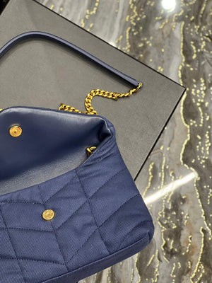 Saint Laurent Lou lou Puffer Mini Bag YSL 620333 Canvas and smooth leather Navy Blue - Default Title - View 8