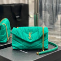 Saint Laurent Lou lou Puffer Mini Bag YSL 620333 Canvas and smooth leather Green - Default Title - View 1