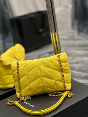 Saint Laurent Lou lou Puffer Mini Bag YSL 620333 Canvas and smooth leather Yellow - Default Title - View 5