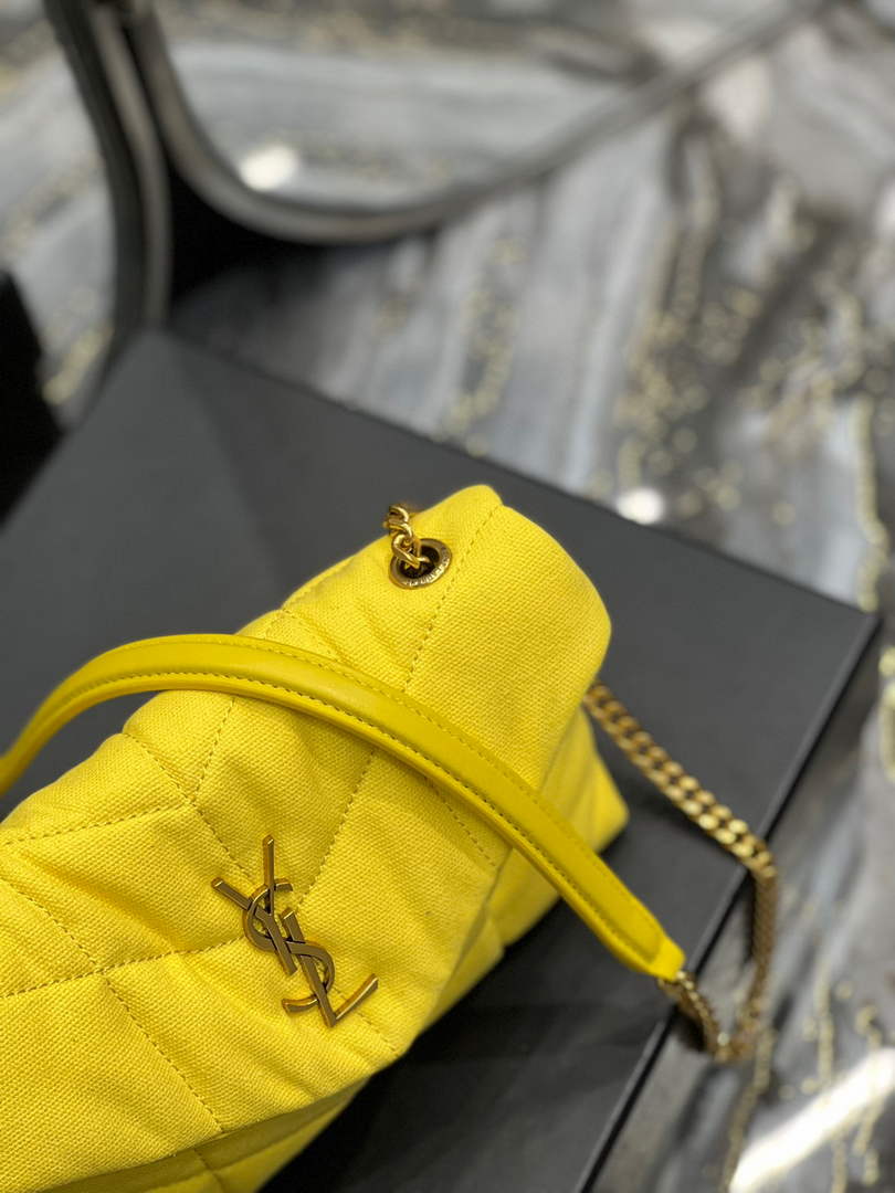 Saint Laurent Lou lou Puffer Mini Bag YSL 620333 Canvas and smooth leather Yellow
