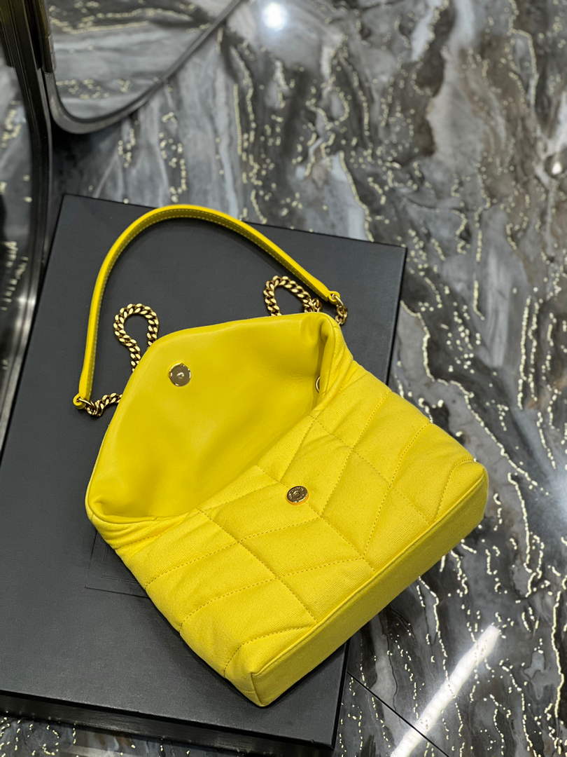 Saint Laurent Lou lou Puffer Mini Bag YSL 620333 Canvas and smooth leather Yellow
