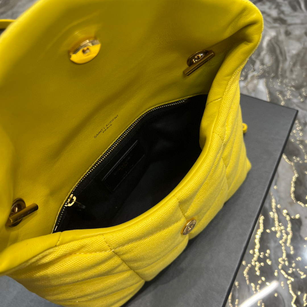 Saint Laurent Lou lou Puffer Mini Bag YSL 620333 Canvas and smooth leather Yellow