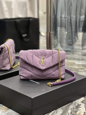 YSL 620333 Saint Laurent Puffer Toy Bag In Jersey Purple - Default Title - View 1