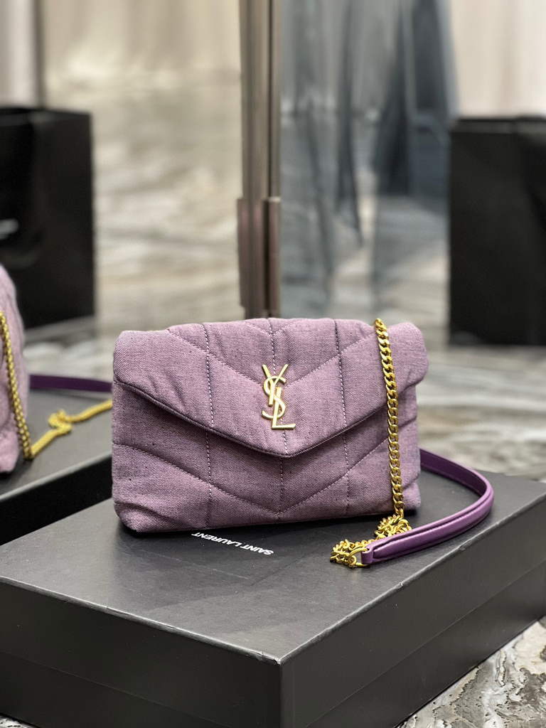 YSL 620333 Saint Laurent Puffer Toy Bag In Jersey Purple