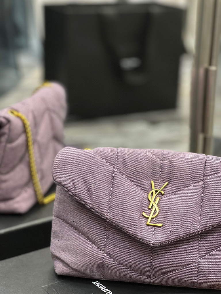 YSL 620333 Saint Laurent Puffer Toy Bag In Jersey Purple